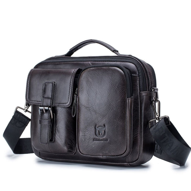 BULL CAPTAIN 036 Men Leather Shoulder Bag Retro First-Layer Cowhide Messenger Bag(Black) Eurekaonline