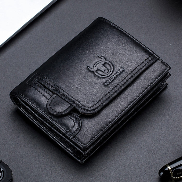 BULL CAPTAIN 037 First-Layer Cowhide Men Leather Wallet Driver License Coin Purse(Black) Eurekaonline