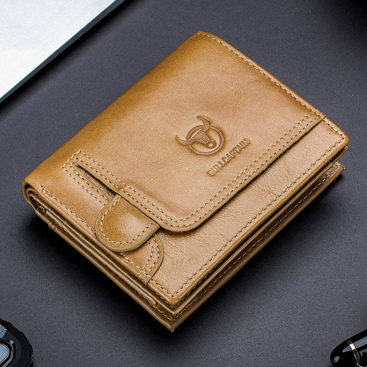 BULL CAPTAIN 037 First-Layer Cowhide Men Leather Wallet Driver License Coin Purse(Yellow Brown) Eurekaonline