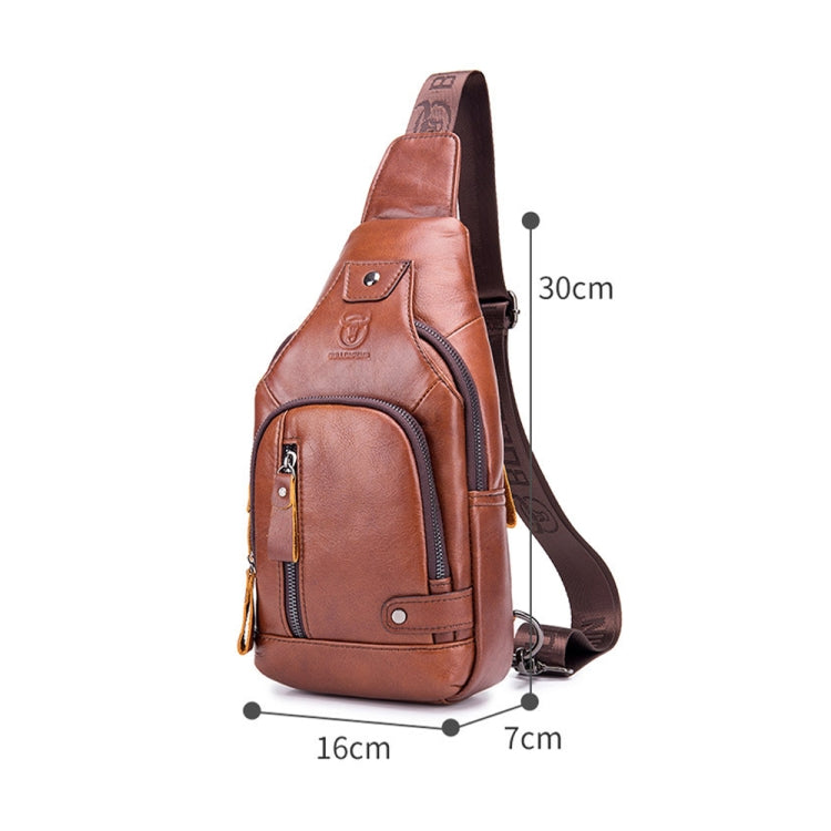 BULL CAPTAIN 129 First-Layer Cowhide Men Soft Chest Bag Outdoor Casual Messenger Bag(Red Brown) Eurekaonline
