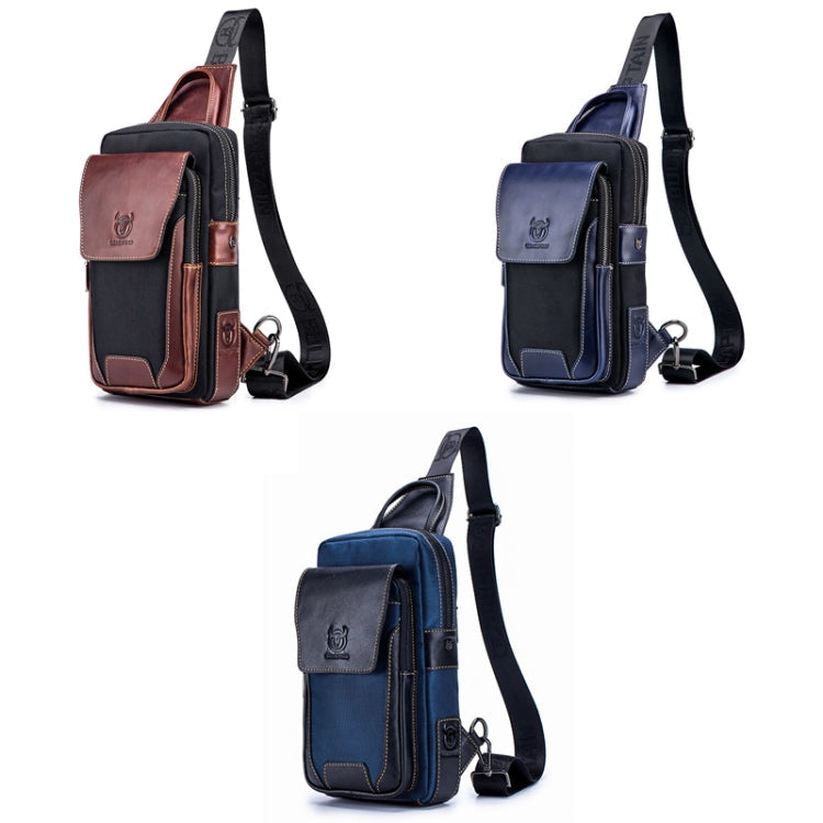 BULL CAPTAIN 9999 Leather Men Chest Bag First-Layer Cowhide Casual Shoulder Bag, Colour: Blue Black Eurekaonline