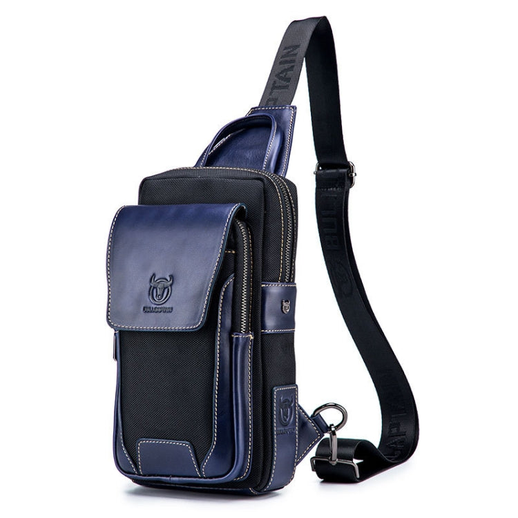 BULL CAPTAIN 9999 Leather Men Chest Bag First-Layer Cowhide Casual Shoulder Bag, Colour: Blue Black Eurekaonline