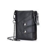 BULL CAPTAIN  Leather Three-fold Zipper Wallet For Men(Black) Eurekaonline