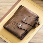 BULL CAPTAIN  Leather Three-fold Zipper Wallet For Men(Brown) Eurekaonline