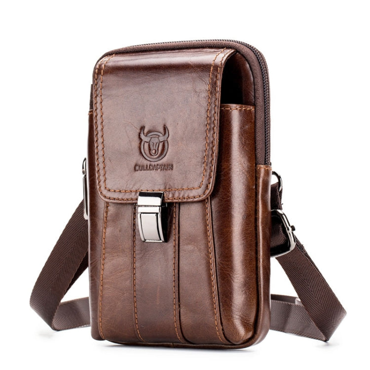 BULL CAPTAIN Multifunctional Leather Mobile Phone Small Waist Bag For Men(Vertical Brown) Eurekaonline