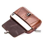 BULL CAPTAIN Multifunctional Leather Mobile Phone Small Waist Bag For Men(Vertical Brown) Eurekaonline