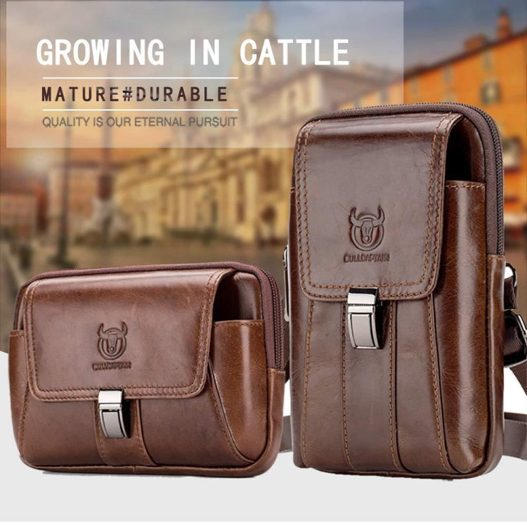 BULL CAPTAIN Multifunctional Leather Mobile Phone Small Waist Bag For Men(Vertical Brown) Eurekaonline