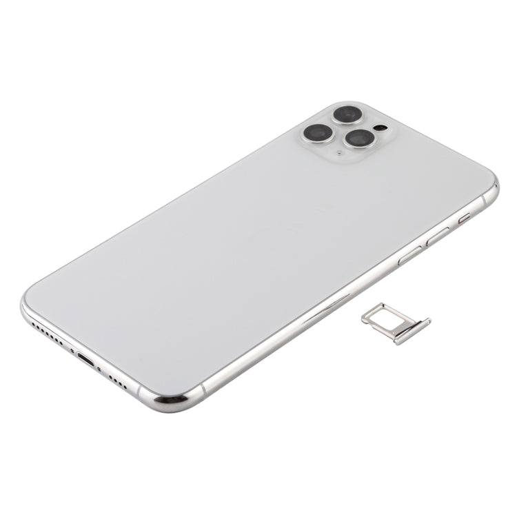 Battery Back Cover Assembly (with Side Keys & Power Button + Volume Button Flex Cable & Wireless Charging Module & Motor & Charging Port & Speaker Ringer Buzzer & Card Tray & Camera Lens Cover) for iPhone 11 Pro(Silver) Eurekaonline