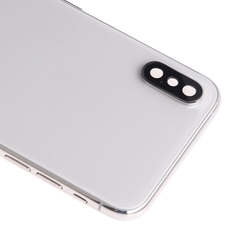 Battery Back Cover Assembly (with Side Keys & Speaker Ringer Buzzer & Motor & Camera Lens & Card Tray & Power Button + Volume Button + Charging Port + Signal Flex Cable & Wireless Charging Module) for iPhone XS(White) Eurekaonline