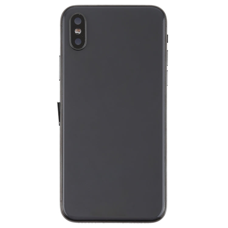 Battery Back Cover Assembly with Side Keys & Vibrator & Speaker Ringer Buzzer & Power Button + Volume Button Flex Cable & Card Tray & Battery Adhesive for iPhone X(Black) Eurekaonline