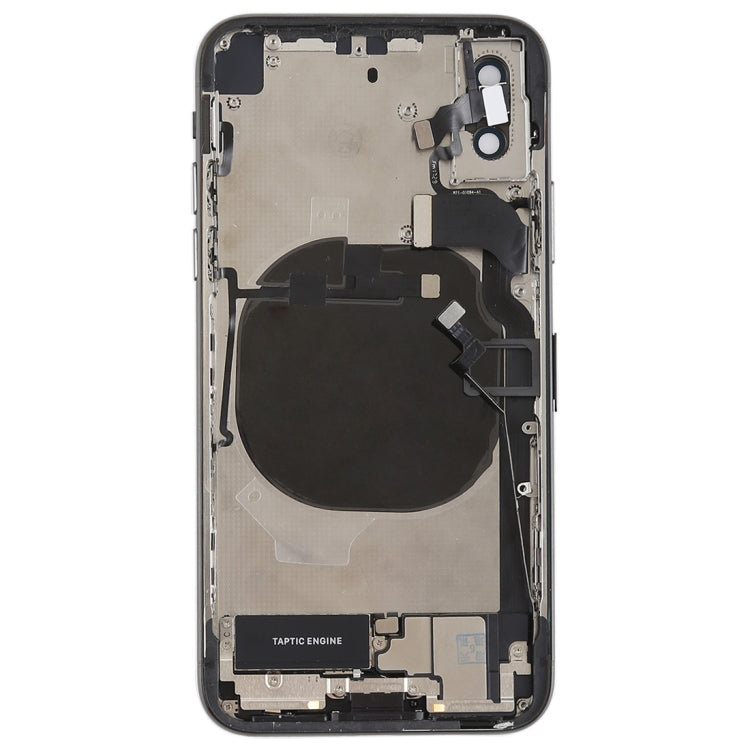 Battery Back Cover Assembly with Side Keys & Vibrator & Speaker Ringer Buzzer & Power Button + Volume Button Flex Cable & Card Tray & Battery Adhesive for iPhone X(Black) Eurekaonline