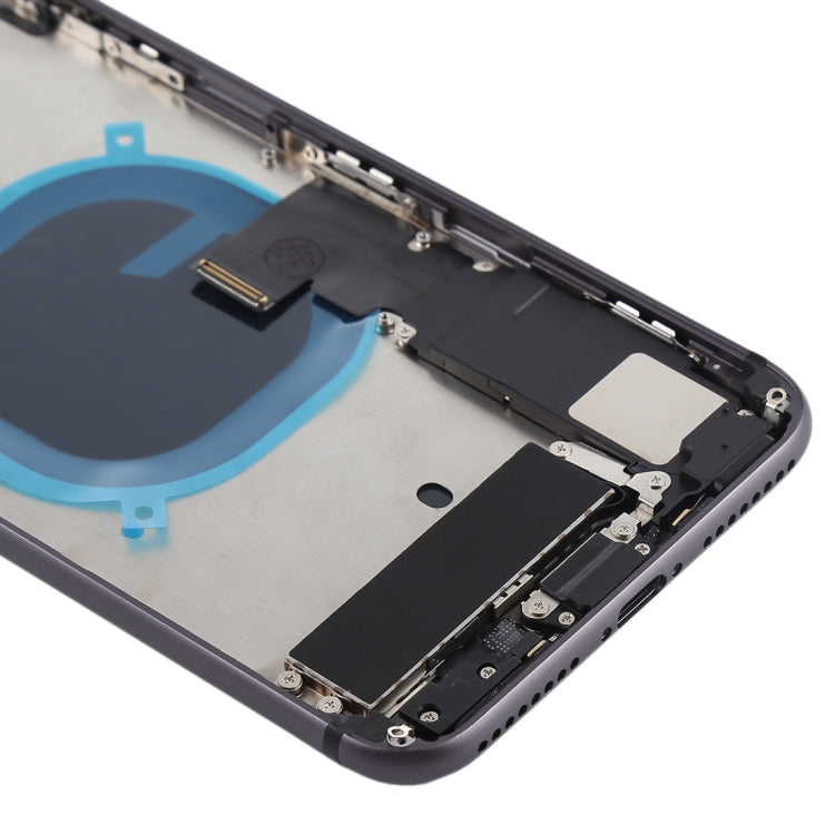 Battery Back Cover Assembly with Side Keys & Vibrator & Speaker Ringer Buzzer & Power Button + Volume Button Flex Cable & Card Tray for iPhone 8 Plus(Black) Eurekaonline