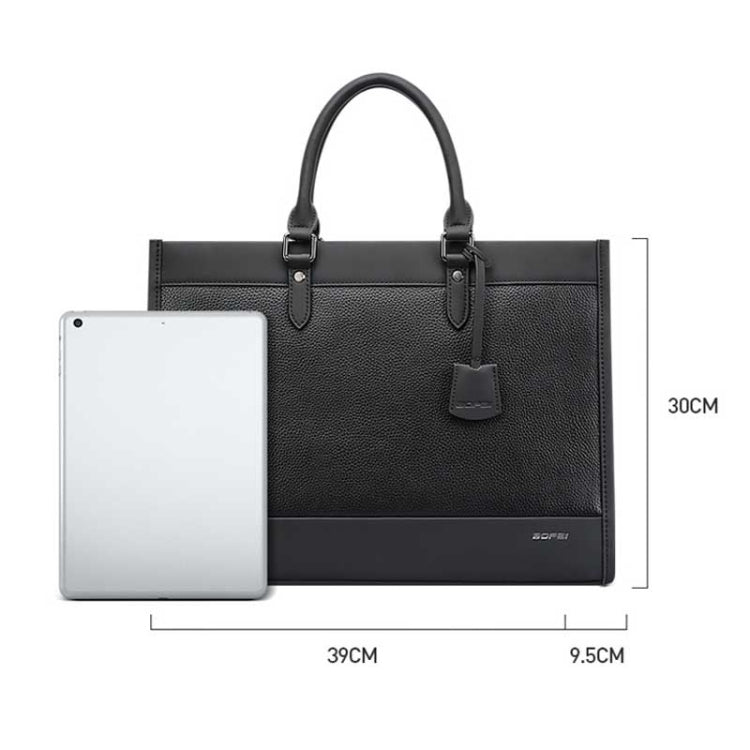 Bopai 11-98811 Leather Business Large-capacity Laptop Handbag Messenger Briefcase(Black) Eurekaonline