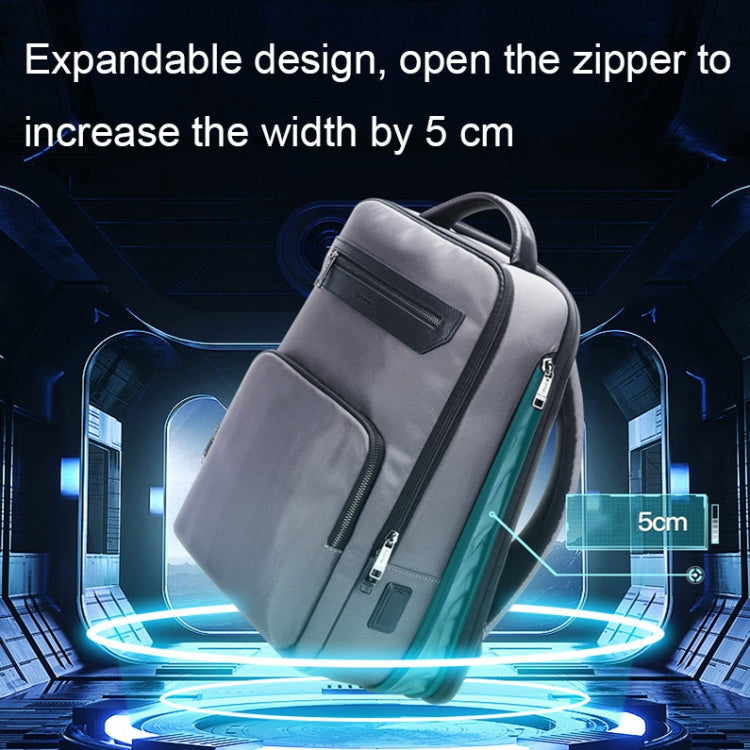Bopai 61-121518 Multi-compartment Waterproof Expandable Backpack with USB Charging Hole(Dark Gray) Eurekaonline