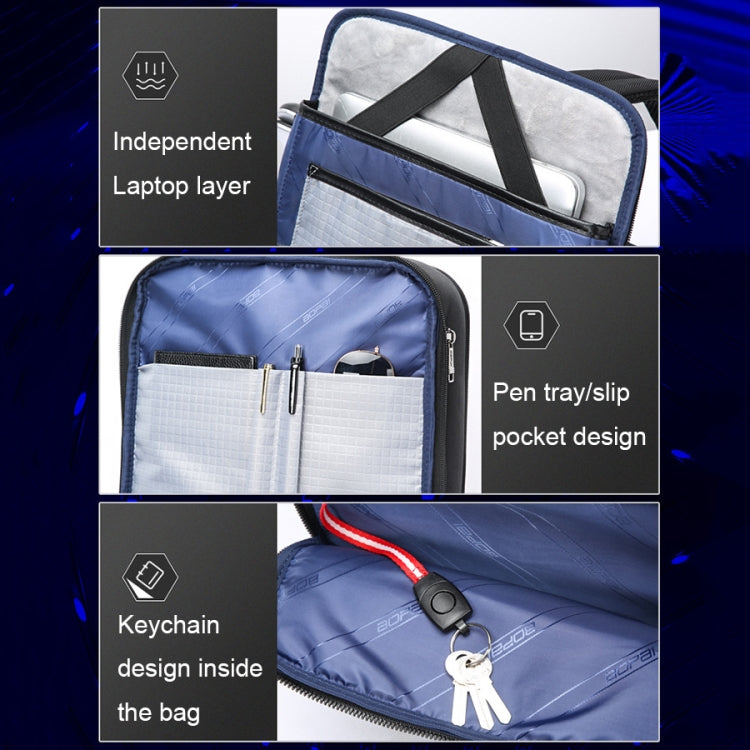 Bopai 61-121518 Multi-compartment Waterproof Expandable Backpack with USB Charging Hole(Dark Gray) Eurekaonline