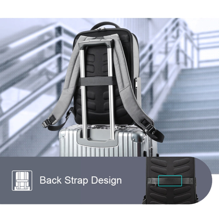 Bopai 61-68118 Multifunctional Wear-resistant Anti-theft Laptop Backpack with USB Charging Hole(Silver Gray) Eurekaonline