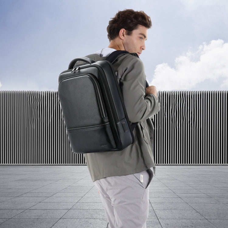 Bopai 61-70111 Cowhide Multi-compartment Waterproof Anti-theft Backpack with USB Charging Hole(Black) Eurekaonline