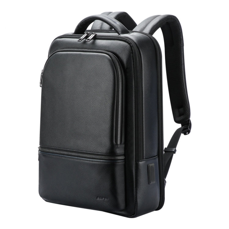 Bopai 61-70111 Cowhide Multi-compartment Waterproof Anti-theft Backpack with USB Charging Hole(Black) Eurekaonline