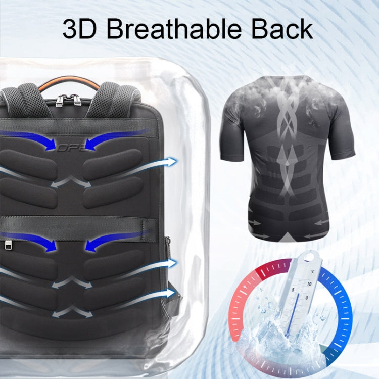 Bopai 61-70111 Cowhide Multi-compartment Waterproof Anti-theft Backpack with USB Charging Hole(Black) Eurekaonline