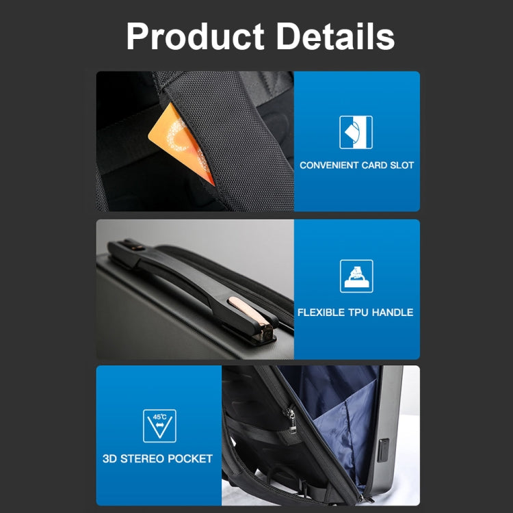 Bopai 61-93318A Hard Shell Waterproof Expandable Backpack with USB Charging Hole, Spec: Regular (Silver) Eurekaonline