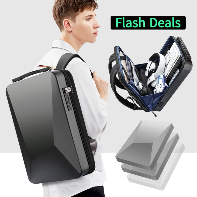 Bopai 61-93318A Hard Shell Waterproof Expandable Backpack with USB Charging Hole, Spec: Regular (Silver) Eurekaonline
