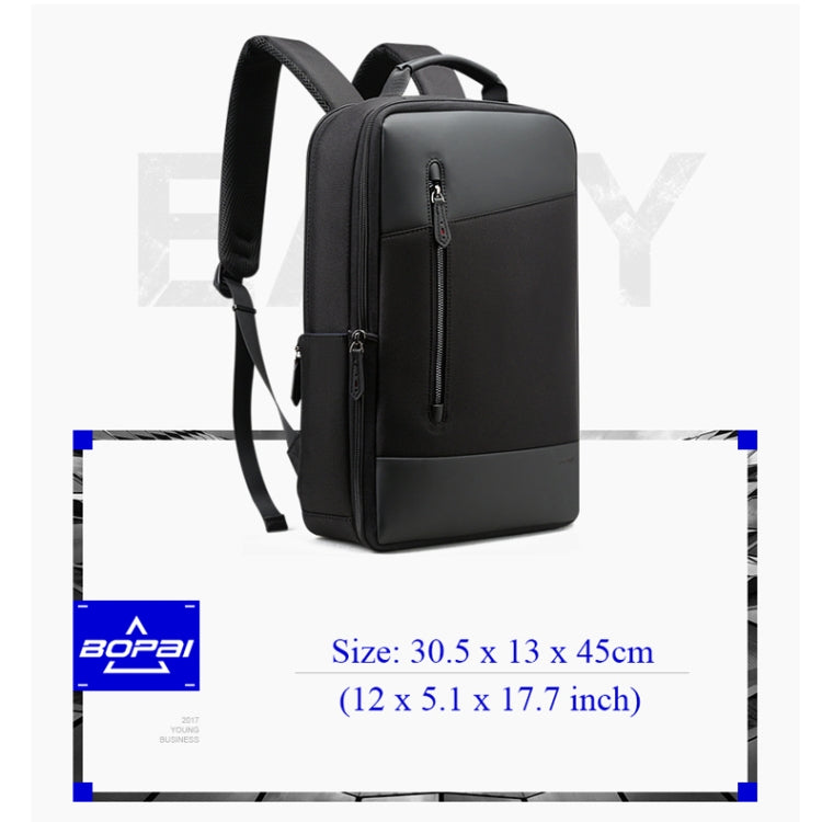 Bopai 851-009911 Business Anti-theft Waterproof Large Capacity Double Shoulder Bag,with USB Charging Port, Size: 30.5x13x45cm (Black) Eurekaonline