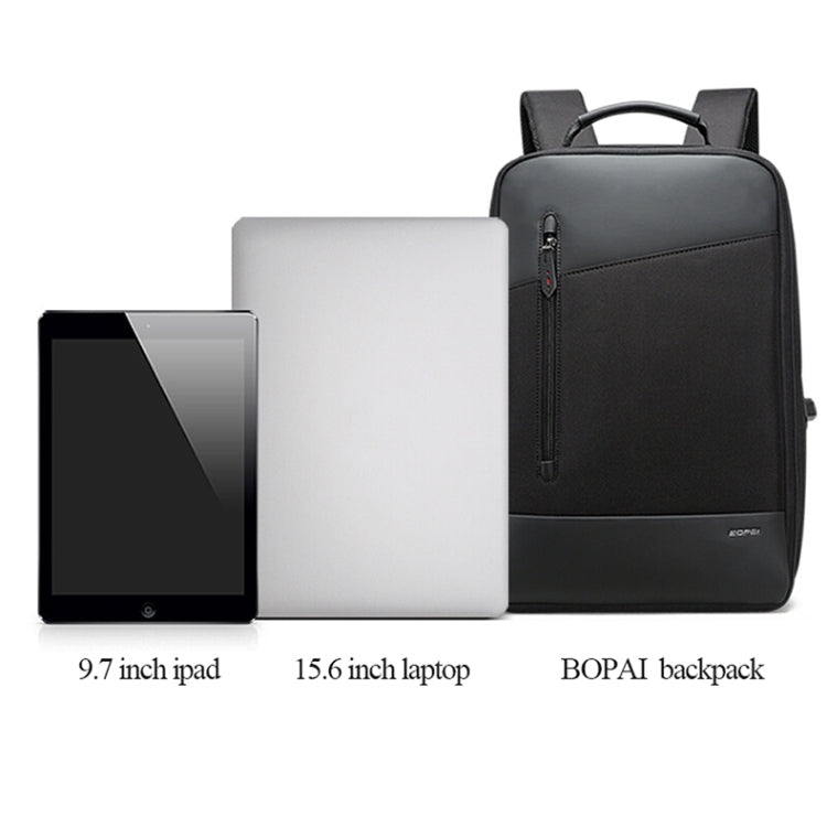 Bopai 851-009911 Business Anti-theft Waterproof Large Capacity Double Shoulder Bag,with USB Charging Port, Size: 30.5x13x45cm (Black) Eurekaonline