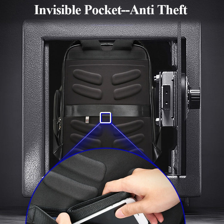 Bopai 851-019811 Large Capacity Anti-theft Waterproof Leathar Backpack Laptop Tablet Bag for 15.6 inch and Below, with USB Charging Port(Black) Eurekaonline