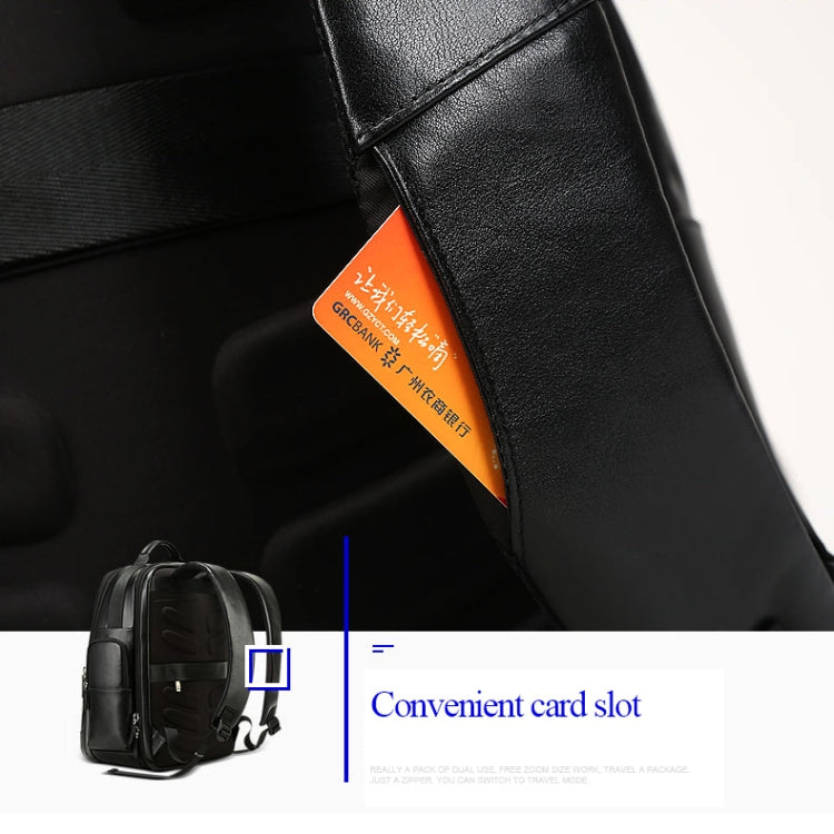 Bopai 851-019811 Large Capacity Anti-theft Waterproof Leathar Backpack Laptop Tablet Bag for 15.6 inch and Below, with USB Charging Port(Black) Eurekaonline