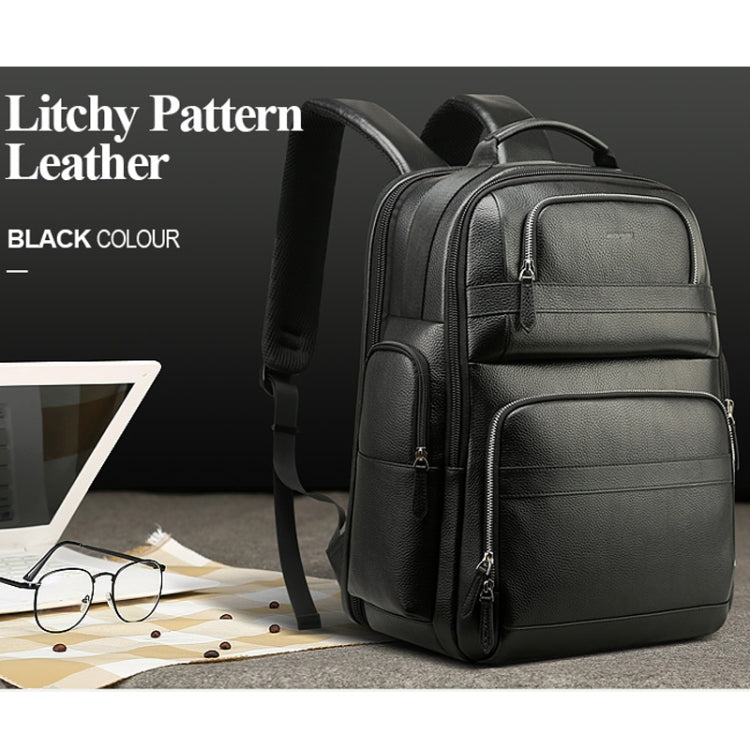 Bopai 851-01981A Top-grain Leather Business Travel Anti-theft Man Backpack, Size: 35x26x44cm Eurekaonline