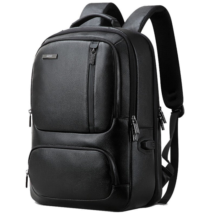 Bopai 851-023911 Top-grain Leather Business Breathable Anti-theft Man Backpack, Size: 28x18x42cm(Black) Eurekaonline