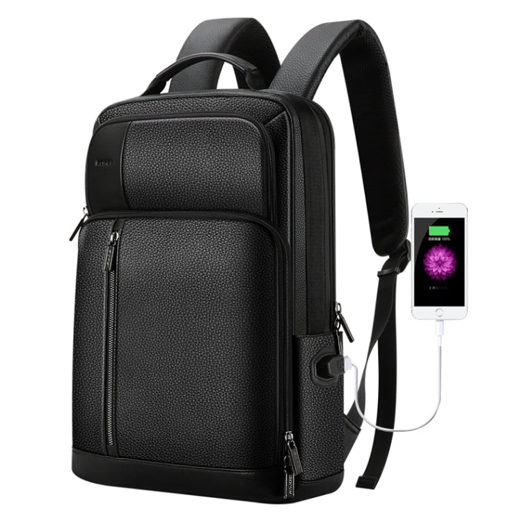Bopai 851-036611 Large Capacity Top-grain leather Business Breathable Man Backpack, Size: 30x12x43cm(Black) Eurekaonline