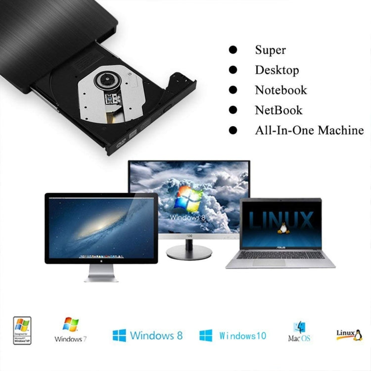 Brushed Texture USB 3.0 POP-UP Mobile External DVD-Rw DVD / CD Rewritable Drive External ODD & HDD Device Eurekaonline