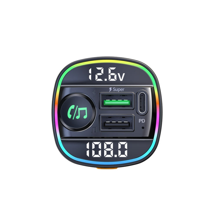 C22 Car Bluetooth 5.0 FM Transmitter LED Light Voltage Display QC 3.0 PD Charger Eurekaonline