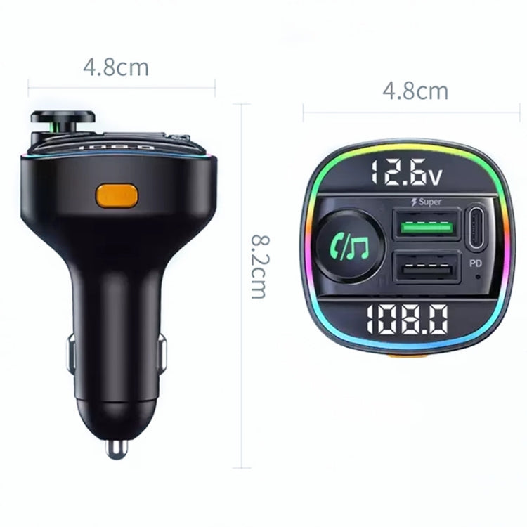 C22 Car Bluetooth 5.0 FM Transmitter LED Light Voltage Display QC 3.0 PD Charger Eurekaonline