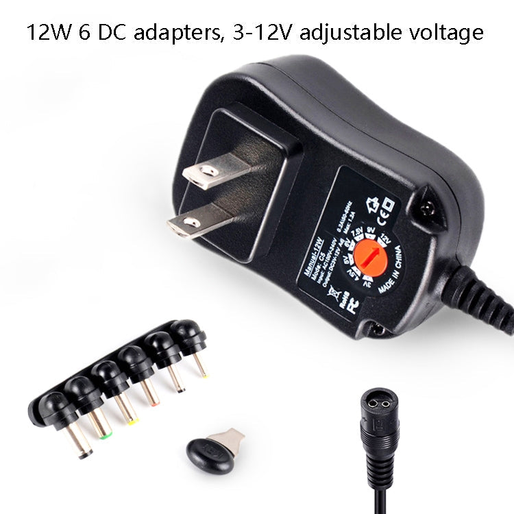 C5 3-12V 12W Adjustable Voltage Regulated Switch Power Supply Power Adapter Multifunction Charger With DC Tips(US Plug) Eurekaonline