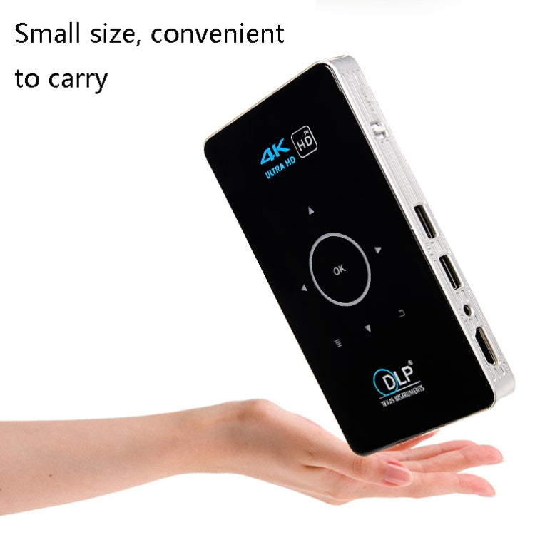 C6 1G+8G Android System Intelligent DLP HD Mini Projector Portable Home Mobile Phone Projector， UK Plug (Black) Eurekaonline