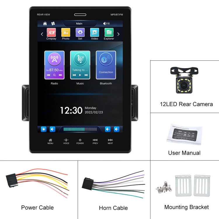 C800 9.5 Inch MP5 Single Butt Carplay Player, Style: Standard+12 Light Camera Eurekaonline