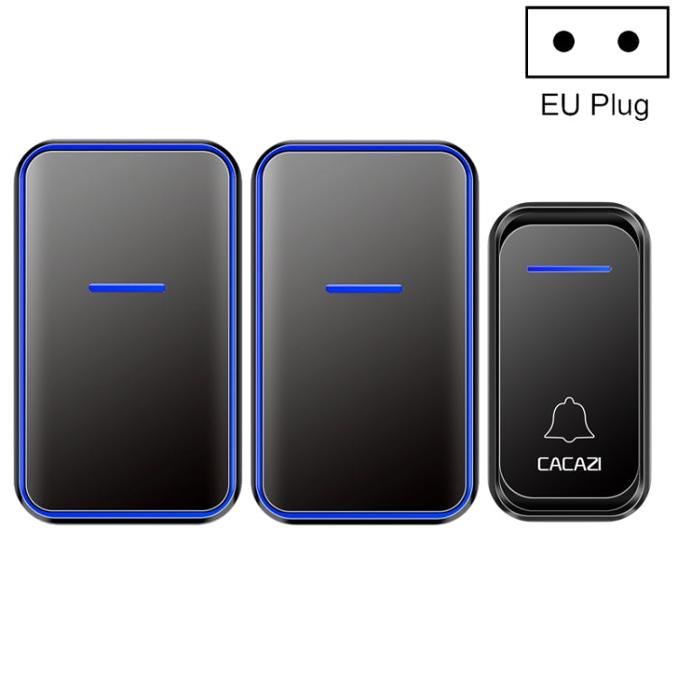 CACAZI A68-2 One to Two Wireless Remote Control Electronic Doorbell Home Smart Digital Wireless Doorbell, Style:EU Plug(Black) Eurekaonline