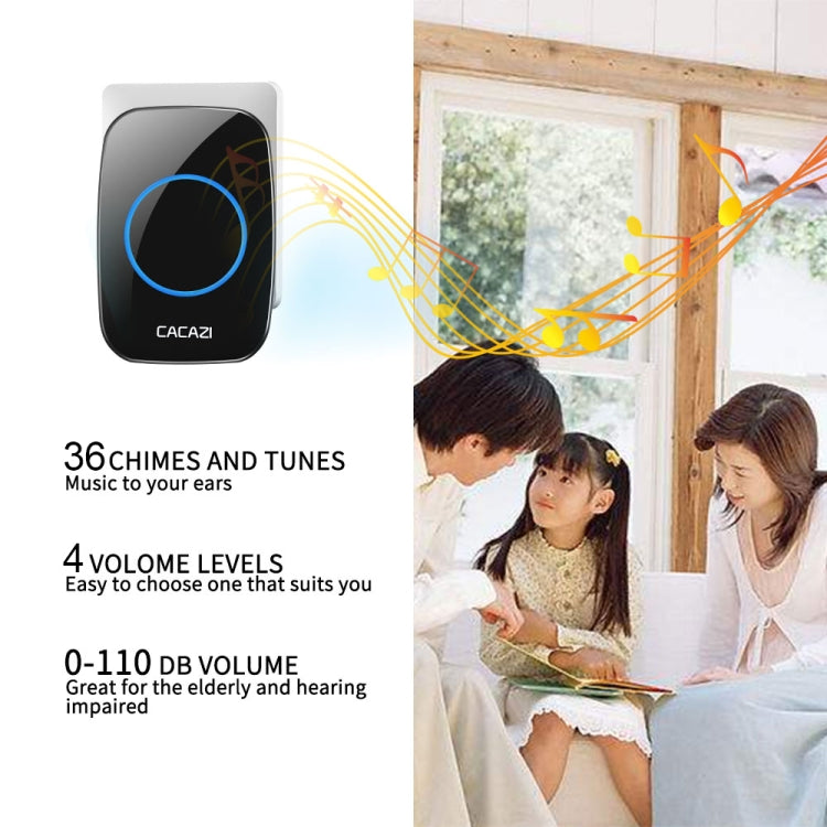 CACAZI H10 1 For 2 Home Wireless Music Doorbell without Battery, Plug:EU Plug(Black) Eurekaonline