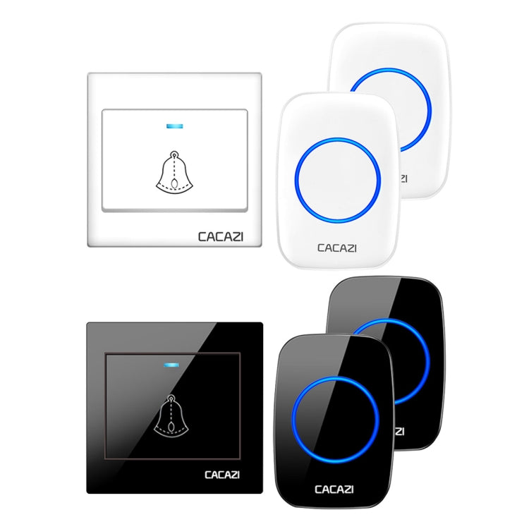 CACAZI H10 1 For 2 Home Wireless Music Doorbell without Battery, Plug:EU Plug(Black) Eurekaonline