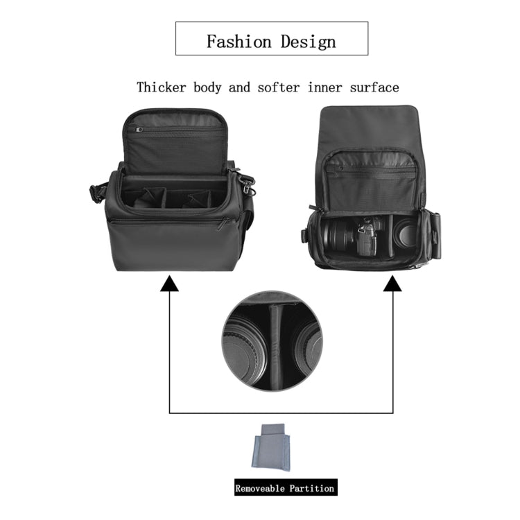 CADeN D73 Camera Sling Bag Water-resistant Shockproof Camera Handbag, Size:28 x 15 x 20cm Black Eurekaonline
