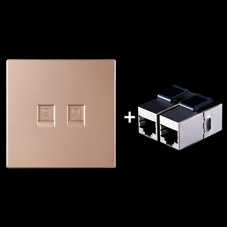 CAT.6 Shielded Pass-through Network Module, Dual Ports Panel + Shielded Pass-through (Gold) Eurekaonline