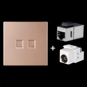CAT.6 Shielded Pass-through Network Module, Dual Ports Panel + Shielded Pass-through + TV Socket (Gold) Eurekaonline