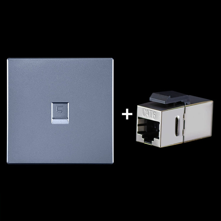 CAT.6 Shielded Pass-through Network Module, Single Port Panel + Shielded Pass-through (Grey) Eurekaonline