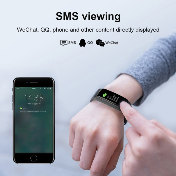 CK17S 0.96 inches IPS Screen Smart Bracelet IP67 Waterproof, Support Call Reminder / Heart Rate Monitoring / Blood Pressure Monitoring / Sleep Monitoring (Black) Eurekaonline