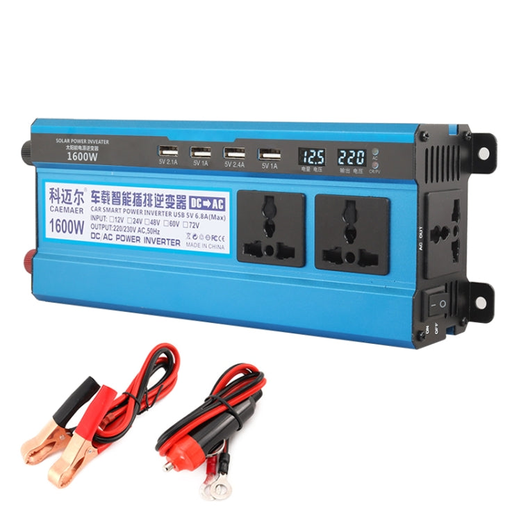 Carmaer 12V to 220V 1600W Three Socket Car Double Digital Display Inverter Household Power Converter Eurekaonline