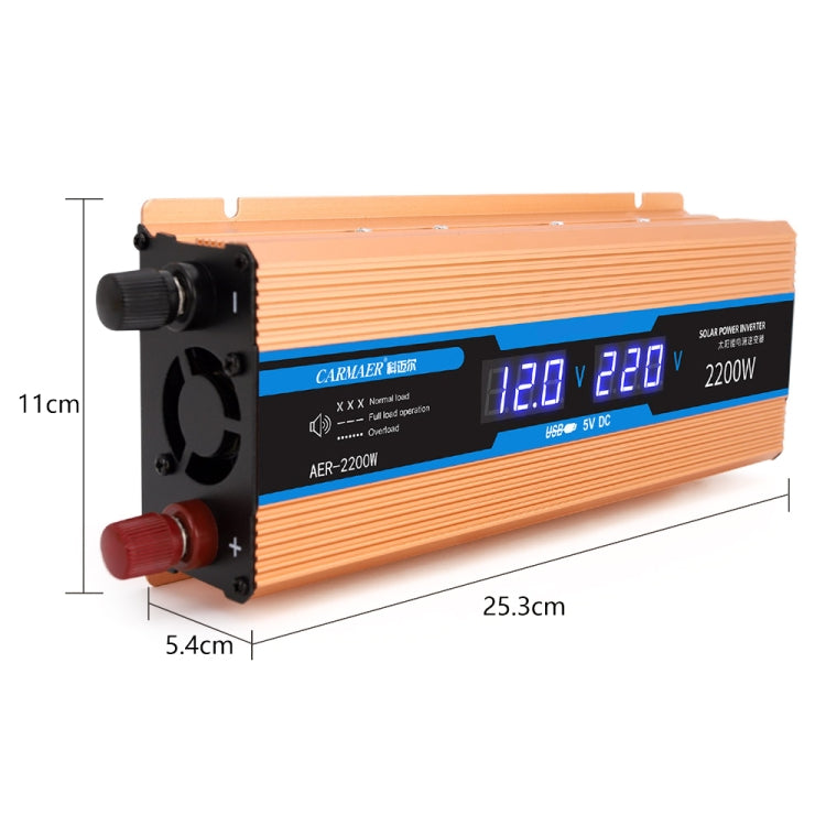Carmaer 48V to 220V 2200W Car Multi-function Double Digital Display Inverter Household Power Converter Eurekaonline