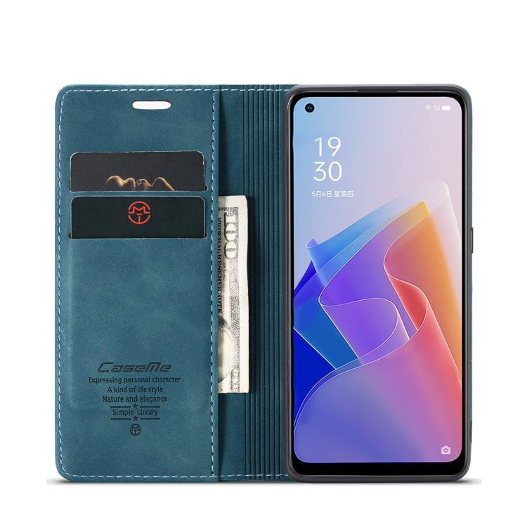 CaseMe 013 Multifunctional Horizontal Flip Leather Phone Case For OPPO Reno7 Z Global/Reno7 Lite Global/Reno8 Lite Global/F21 Pro 5G Global/Reno8 Z Global(Blue) Eurekaonline