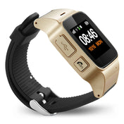 D99+ 1.22 inch HD LCD Screen GPS Smartwatch for the Elder Waterproof, Support GPS + LBS + WiFi Positioning / Two-way Dialing / Voice Monitoring / One-key First-aid / Wrist off Alarm / Safety Fence (Champagne Gold) Eurekaonline
